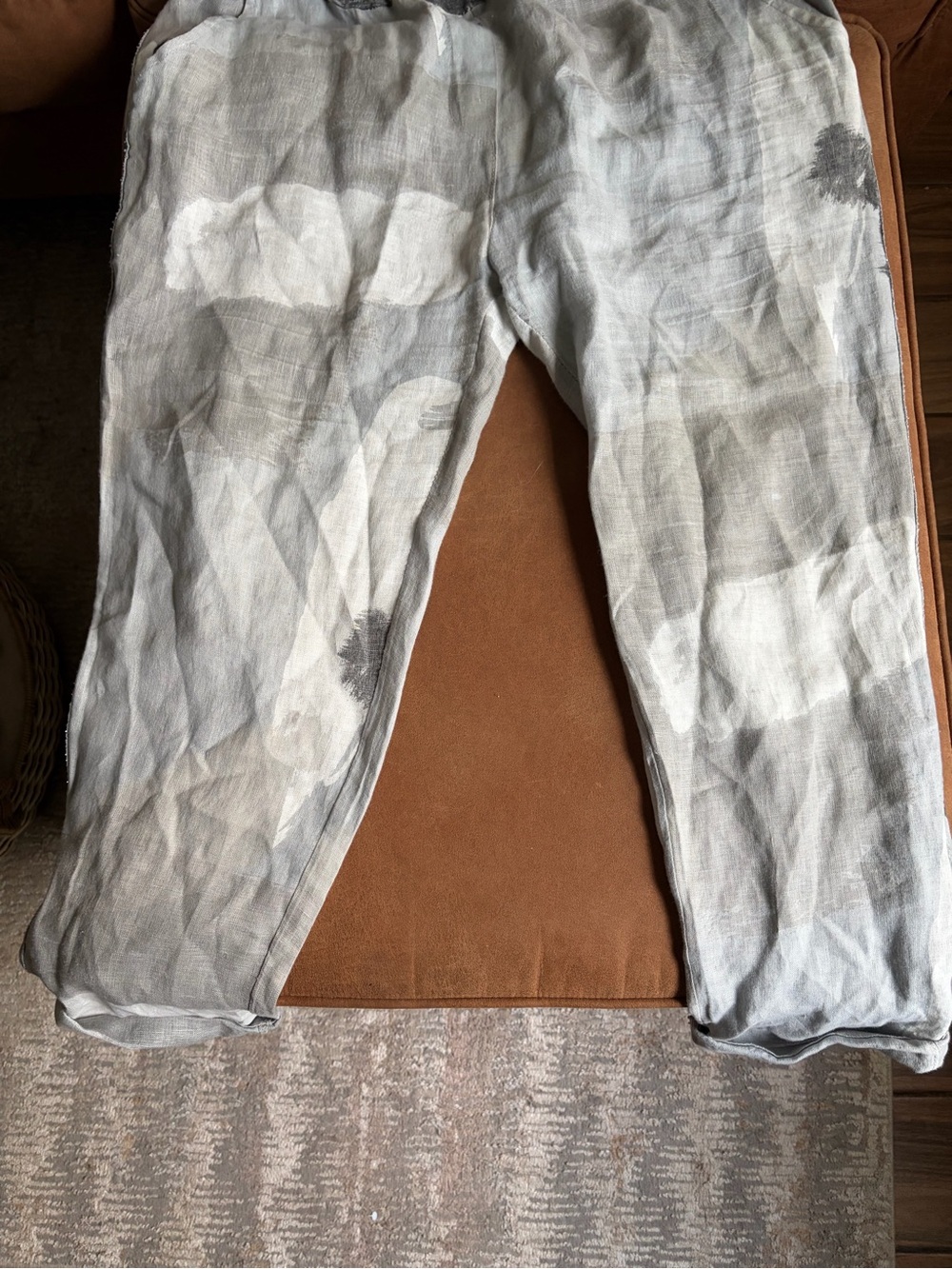 Tempo Paris Women’s M Linen Abstract Print Pants – Size M